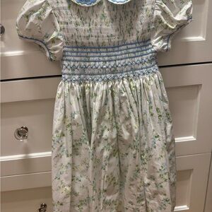 Floral Kids Dress - White and Blue